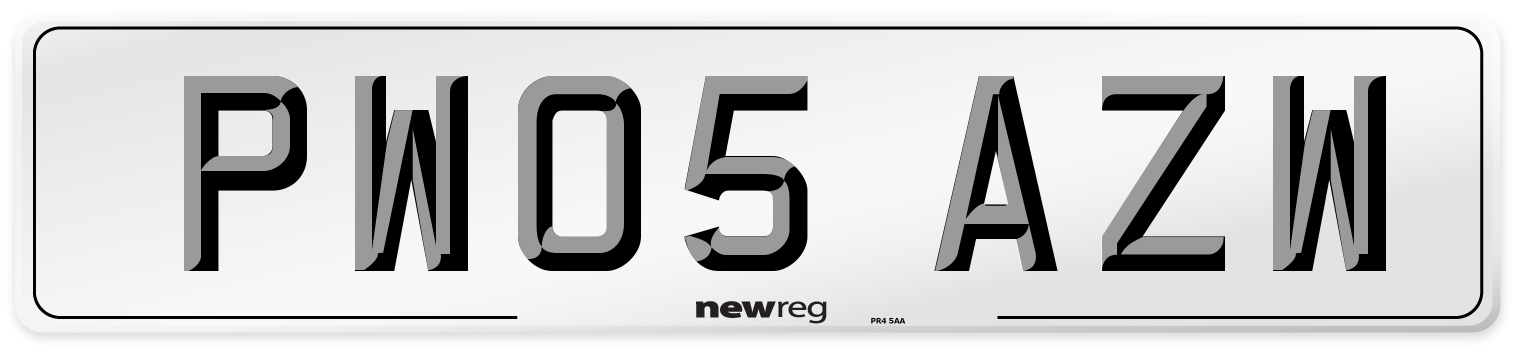 PW05 AZW Number Plate from New Reg